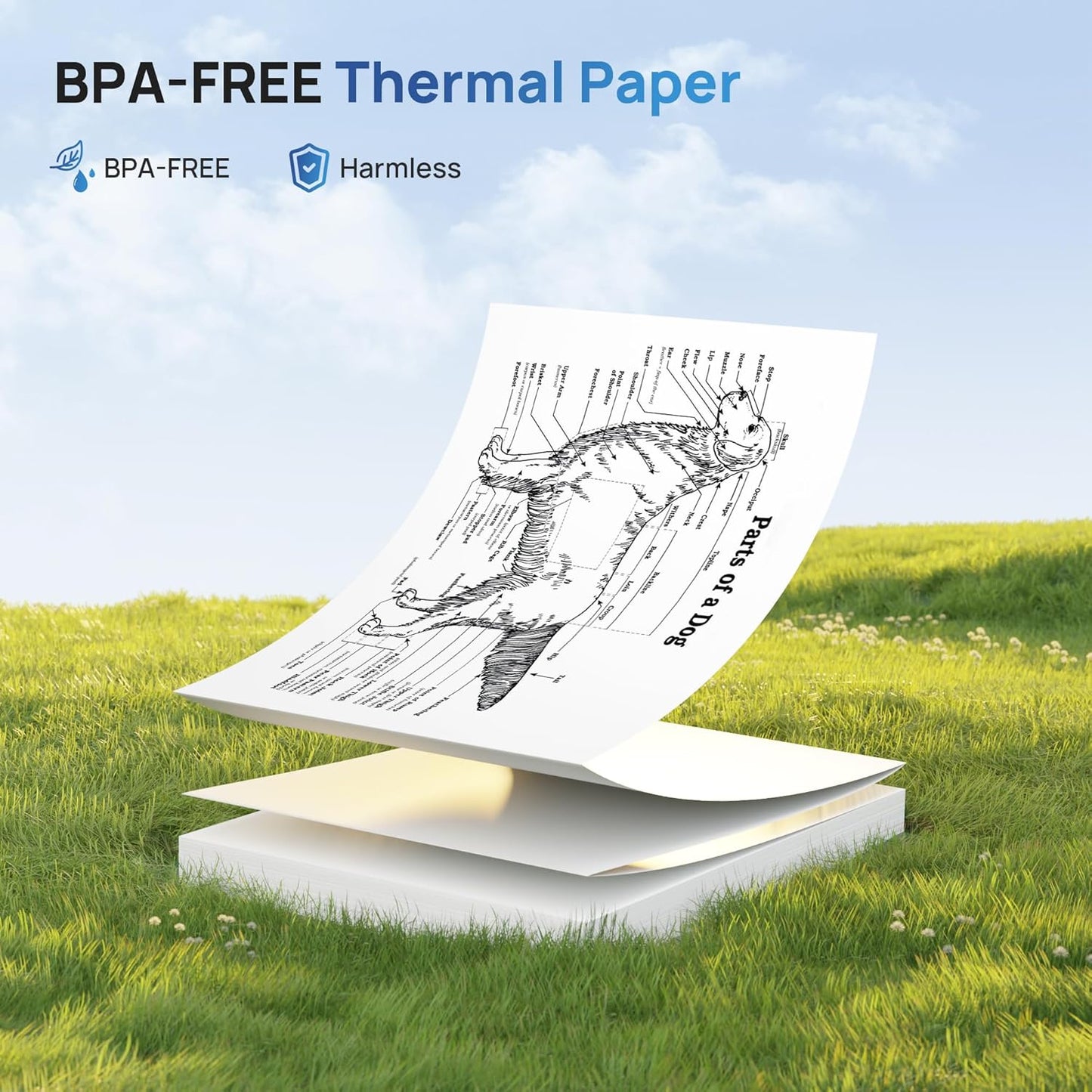 D820 Thermal Printer Paper 8.5 x 11 Inch, Continuous Folding Thermal Paper, US Letter Size printing paper Compatible with D820 Portable Printer, 100 Sheets