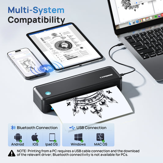 Portable Printers, D820 Wireless Bluetooth, Thermal Printers for Home Use Suitable for Phone & PC (Black,1pack)