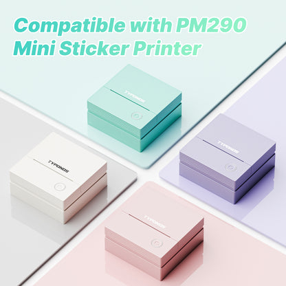 Genuine Self-Adhesive Thermal Printer Stickers, 54mmx3.2m Sticker Paper, Compatible with PM290 Mini Sticker Printer, 3 Rolls, White/Pink/Green