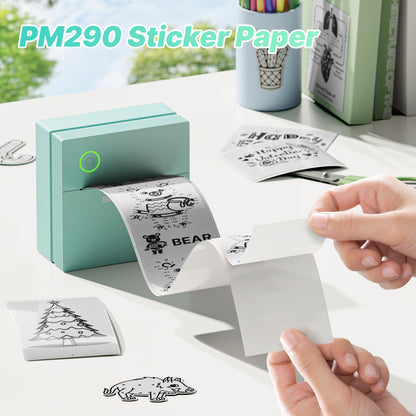 Genuine Self-Adhesive Thermal Printer Stickers, 54mmx3.2m Sticker Paper, Compatible with PM290 Mini Sticker Printer, 3 Rolls, Transparent