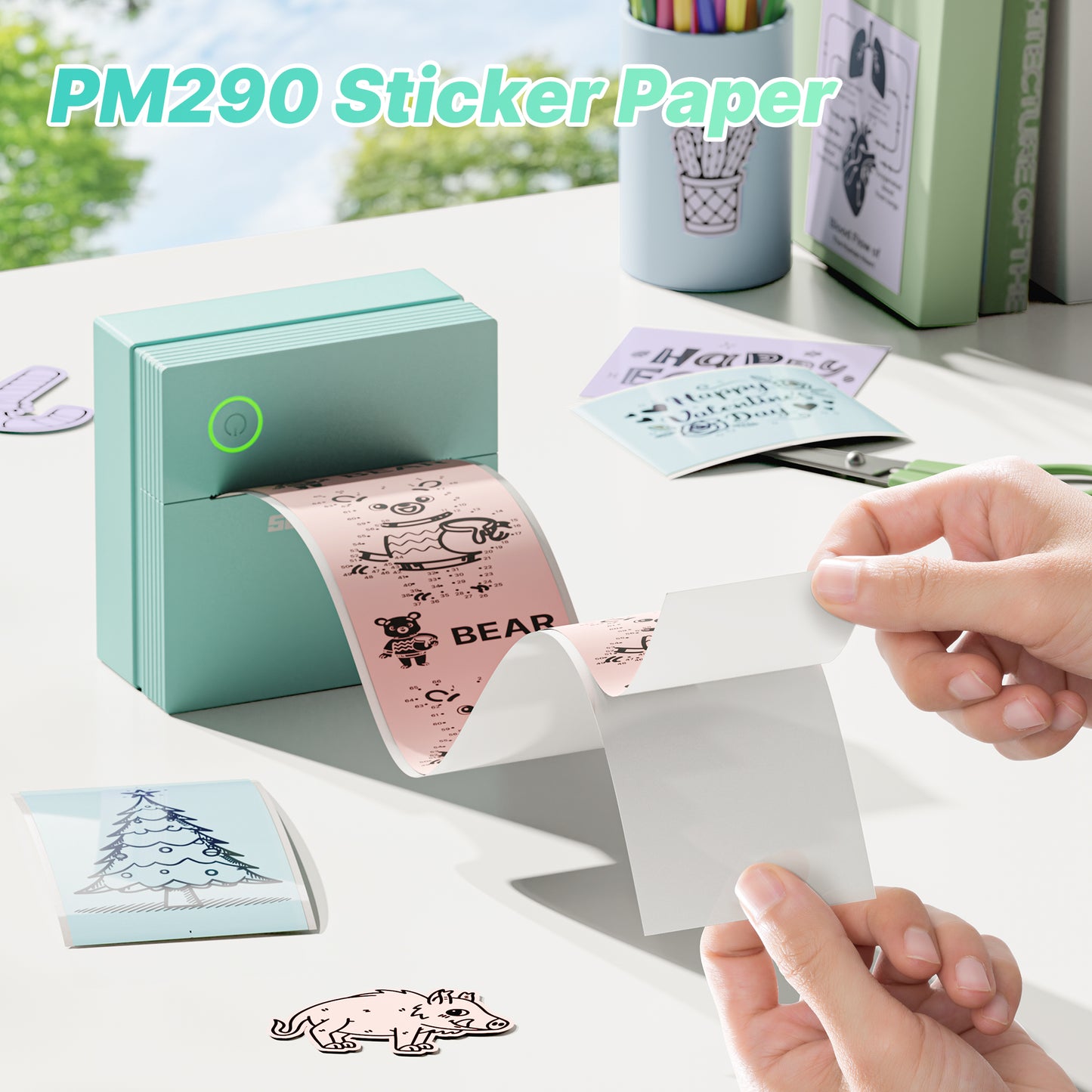 Genuine Self-Adhesive Thermal Printer Stickers, 54mmx3.2m Sticker Paper, Compatible with PM290 Mini Sticker Printer, Photos, 3 Rolls, Blue/Pink/Purple