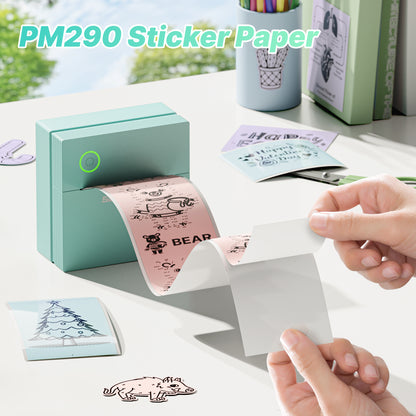 Genuine Self-Adhesive Thermal Printer Stickers, 54mmx3.2m Sticker Paper, Compatible with PM290 Mini Sticker Printer, Photos, 3 Rolls, Blue/Pink/Purple