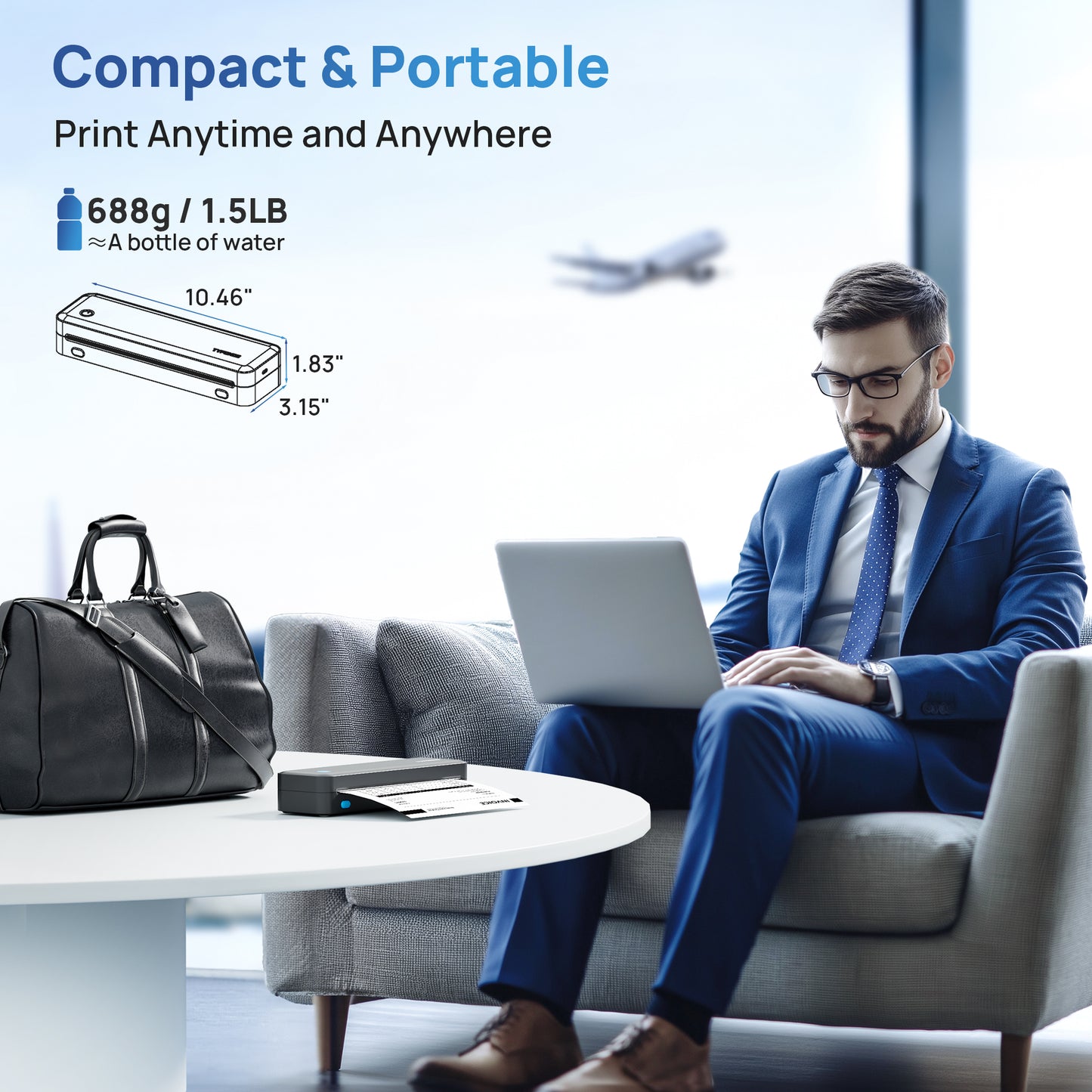 Portable Printers, D820 Wireless Bluetooth, Thermal Printers for Home Use Suitable for Phone & PC (Black,1pack)