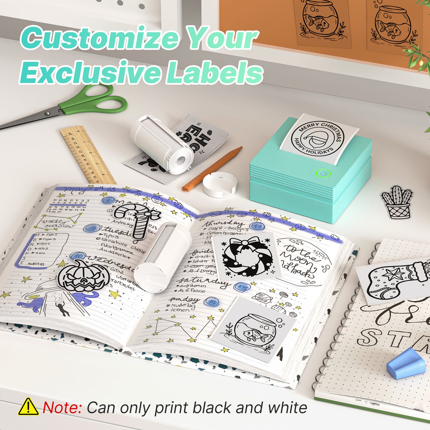 Genuine Self-Adhesive Thermal Printer Stickers, 54mmx3.2m Sticker Paper, Compatible with PM290 Mini Sticker Printer, 3 Rolls, Transparent