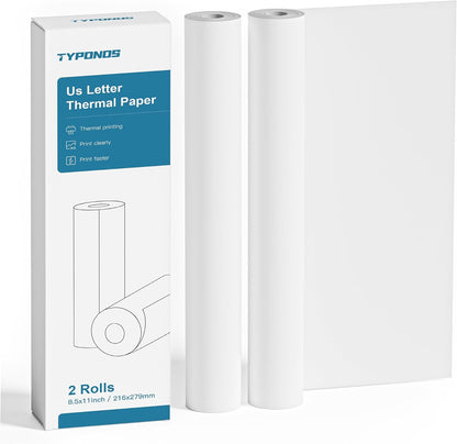 D820 Thermal Printer Paper 8.5 x 11 Inch, Continuous Thermal Paper Roll,  Compatible with D820 Portable Printer, 2 Rolls