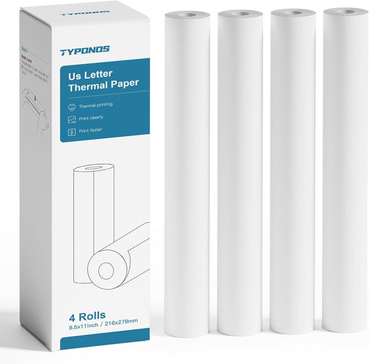 D820 Thermal Printer Paper 8.5 x 11 Inch, Continuous Thermal Paper Roll Compatible with D820 Portable Printer, 4 Rolls