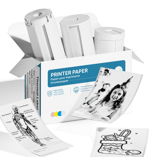 Genuine Self-Adhesive Thermal Printer Stickers, 54mmx3.2m Sticker Paper, Compatible with PM290 Mini Sticker Printer,  3 Rolls, White