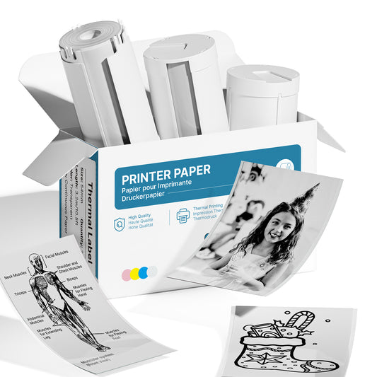 Genuine Self-Adhesive Thermal Printer Stickers, 54mmx3.2m Sticker Paper, Compatible with PM290 Mini Sticker Printer, 3 Rolls, Transparent