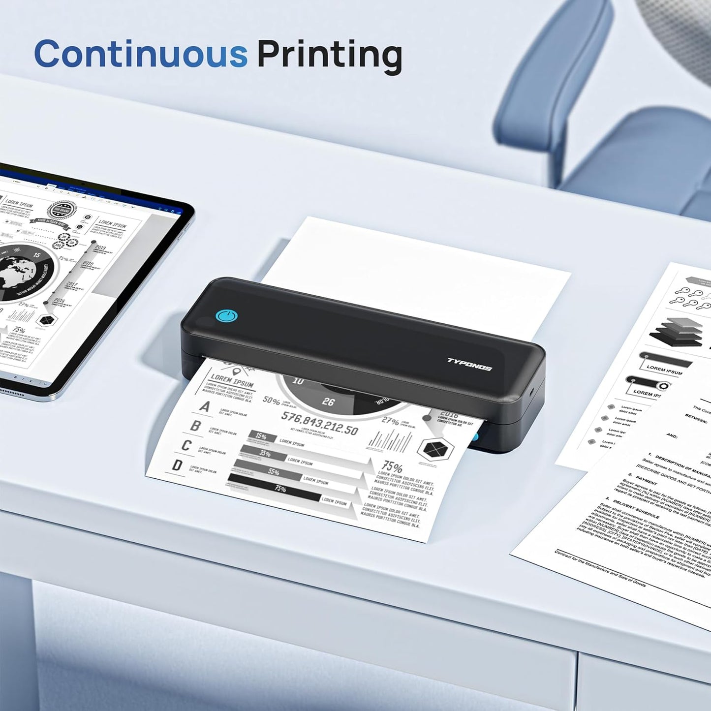 D820 Thermal Printer Paper 8.5 x 11 Inch US Letter Size, Advanced Thermal printing Paper Compatible with D820 Portable Printer, 100 Sheets