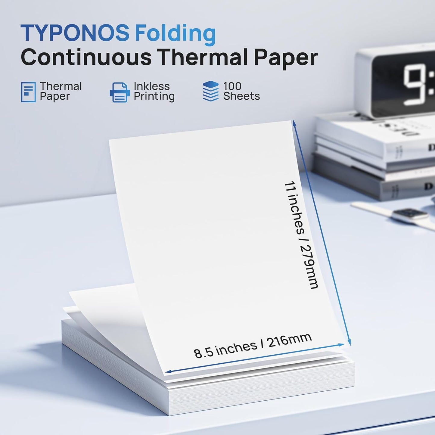 D820 Thermal Printer Paper 8.5 x 11 Inch US Letter Size, Advanced Thermal printing Paper Compatible with D820 Portable Printer, 100 Sheets