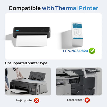 D820 Thermal Printer Paper 8.5 x 11 Inch, Continuous Thermal Paper Roll Compatible with D820 Portable Printer, 4 Rolls