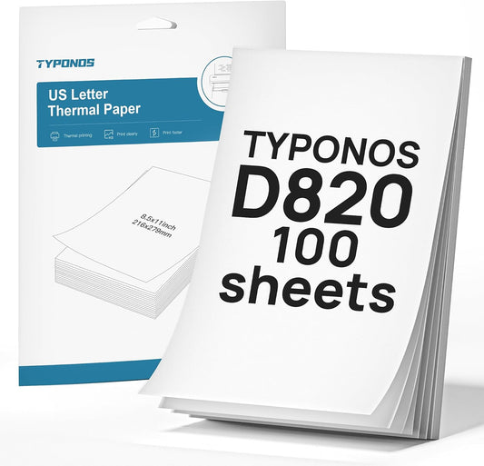 D820 Thermal Printer Paper 8.5 x 11 Inch US Letter Size, Advanced Thermal printing Paper Compatible with D820 Portable Printer, 100 Sheets