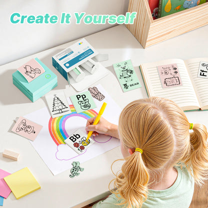 Genuine Self-Adhesive Thermal Printer Stickers, 54mmx3.2m Sticker Paper, Compatible with PM290 Mini Sticker Printer, 3 Rolls, White/Pink/Green