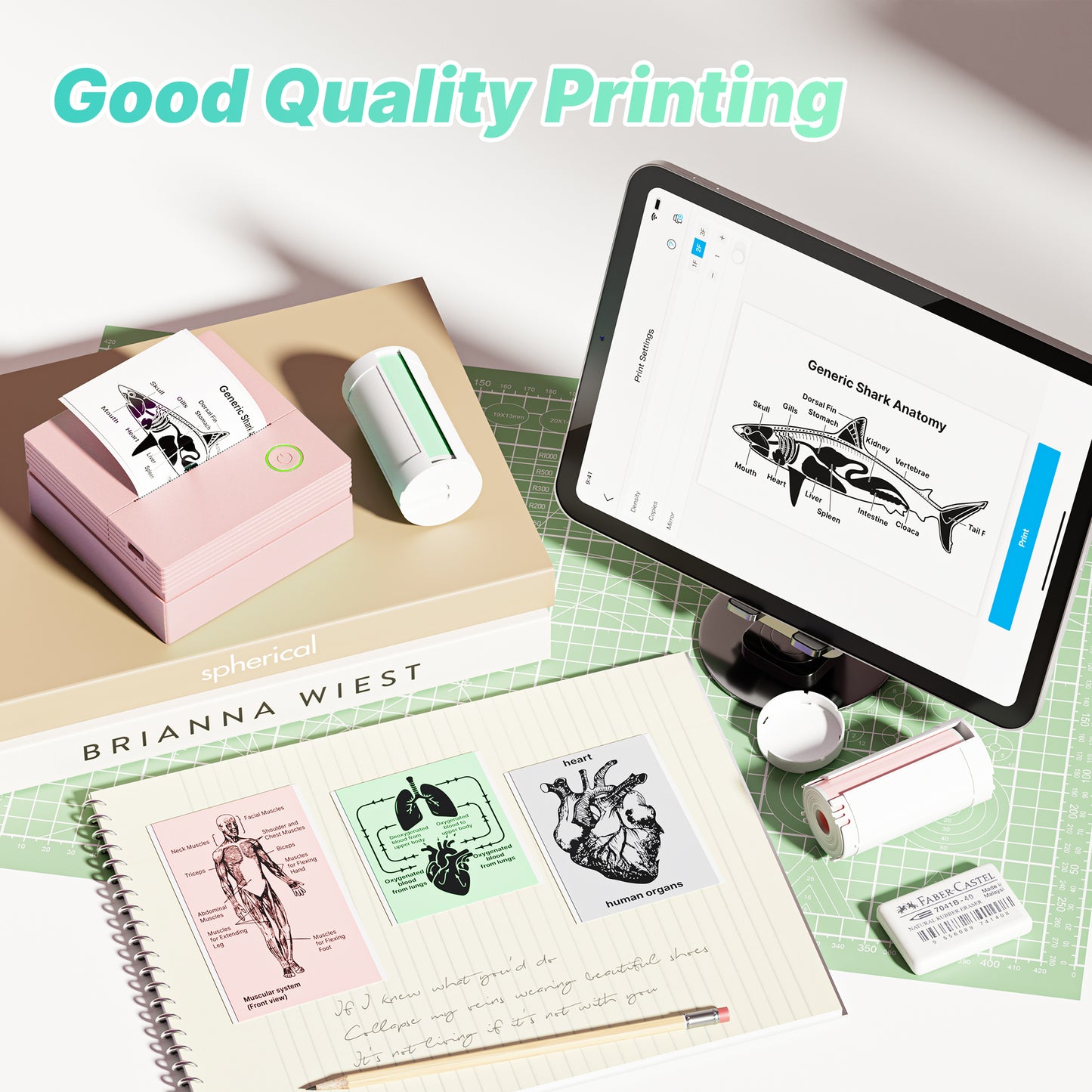 TYPONOS PM290 Mini Sticker Printer Portable Bluetooth Sticker Maker Machine with 3 Rolls Paper, Pink