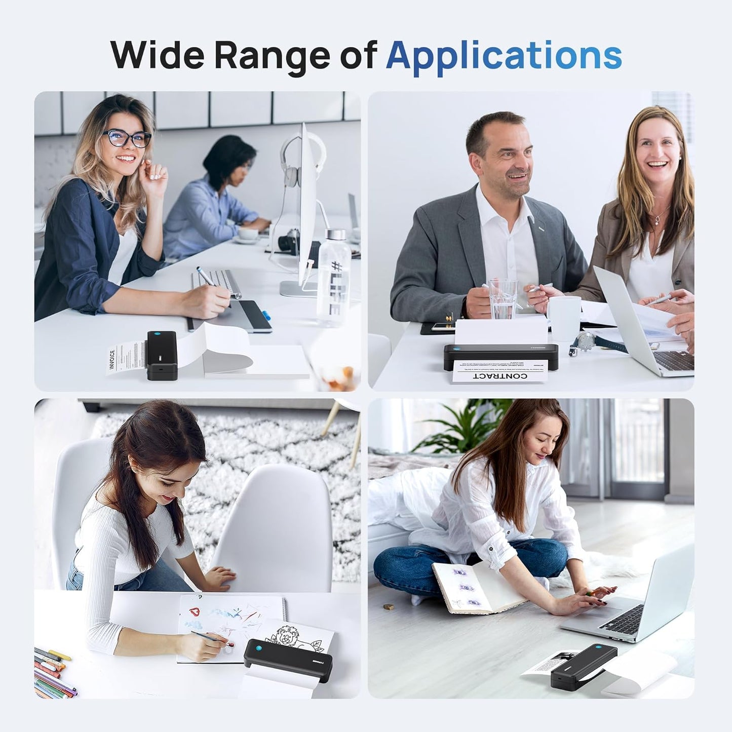 D820 Thermal Printer Paper 8.5 x 11 Inch, Continuous Folding Thermal Paper, US Letter Size printing paper Compatible with D820 Portable Printer, 100 Sheets